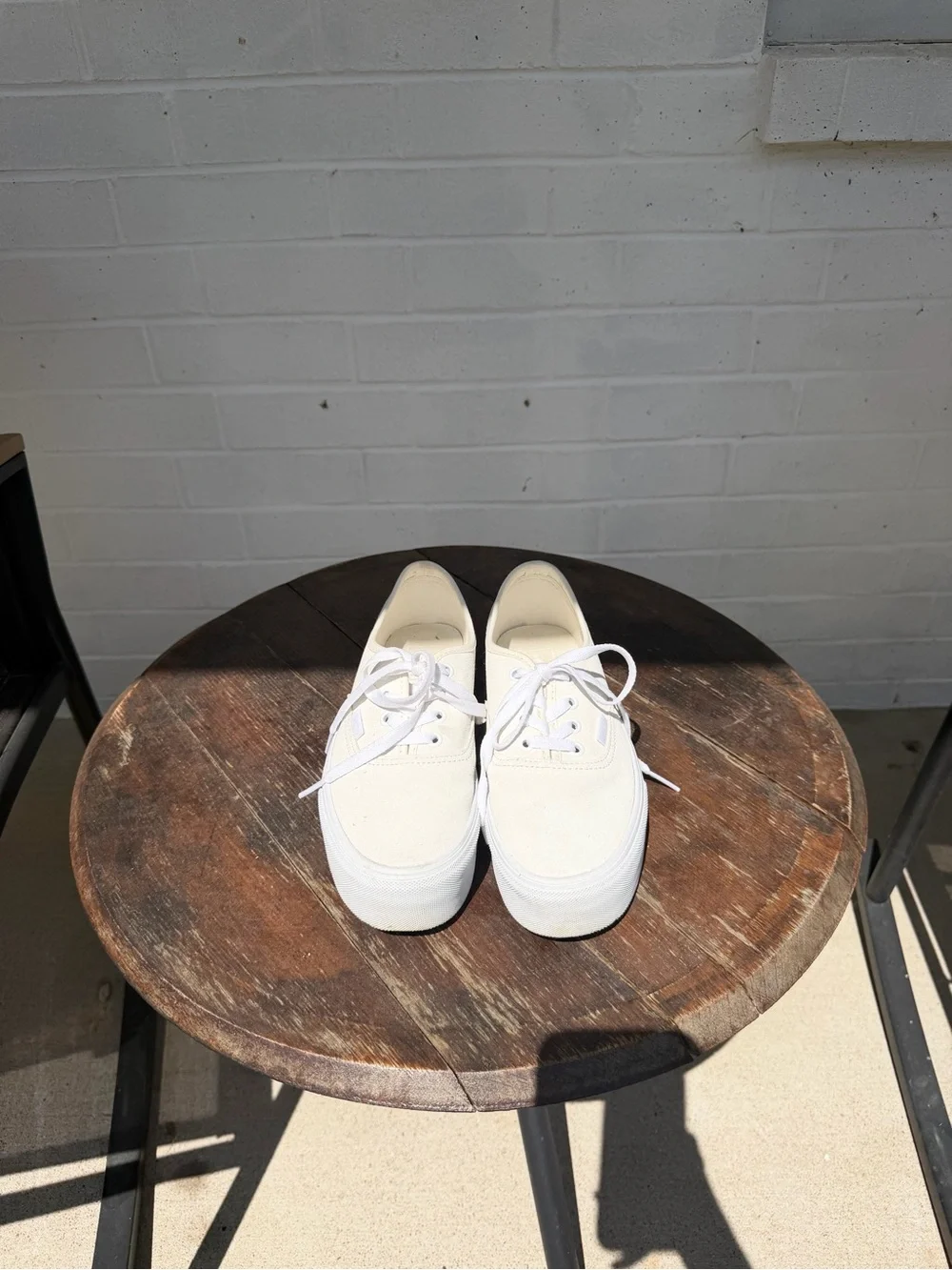 Women's Vans Cream Platform Canvas Sneakers